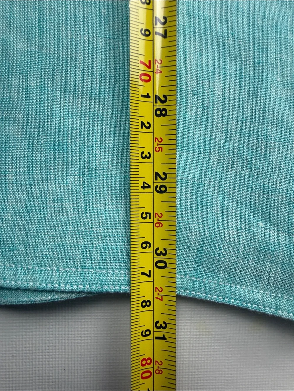 Lafayette 148 Aqua Linen Button-Down Shirt 3/4 Sleeves Side Pockets Size L - Picture 5 of 14